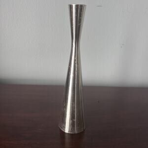 Pewter Bud Vase Thailand Siam 9” Tall Elephant Head Mark On Bottom Base